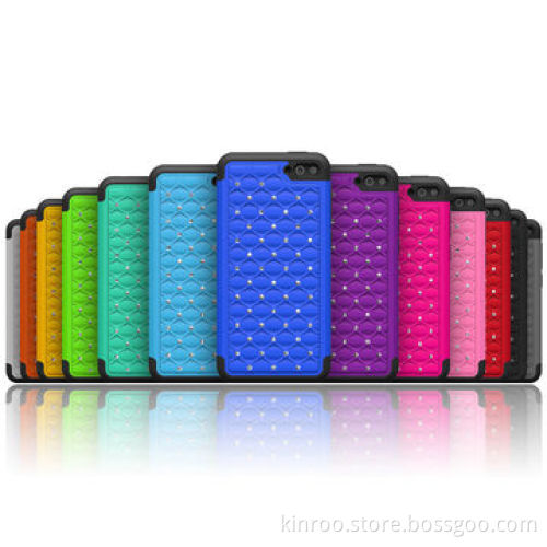 Rugged Silicone and PC Stand Case for Amazon Fire phone with Fake Crystal